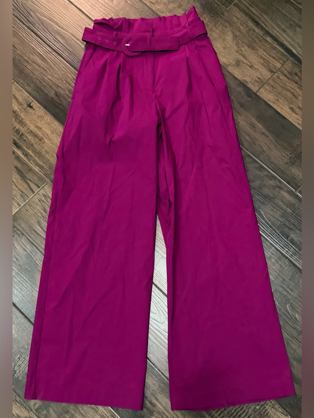 Express High Waist Belted Paper Bag Waist Wide Leg Pants Sz 2 - Picture 3 of 6
